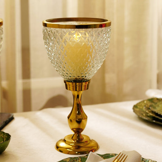 Clear Glass Diamond Textured Hurricane