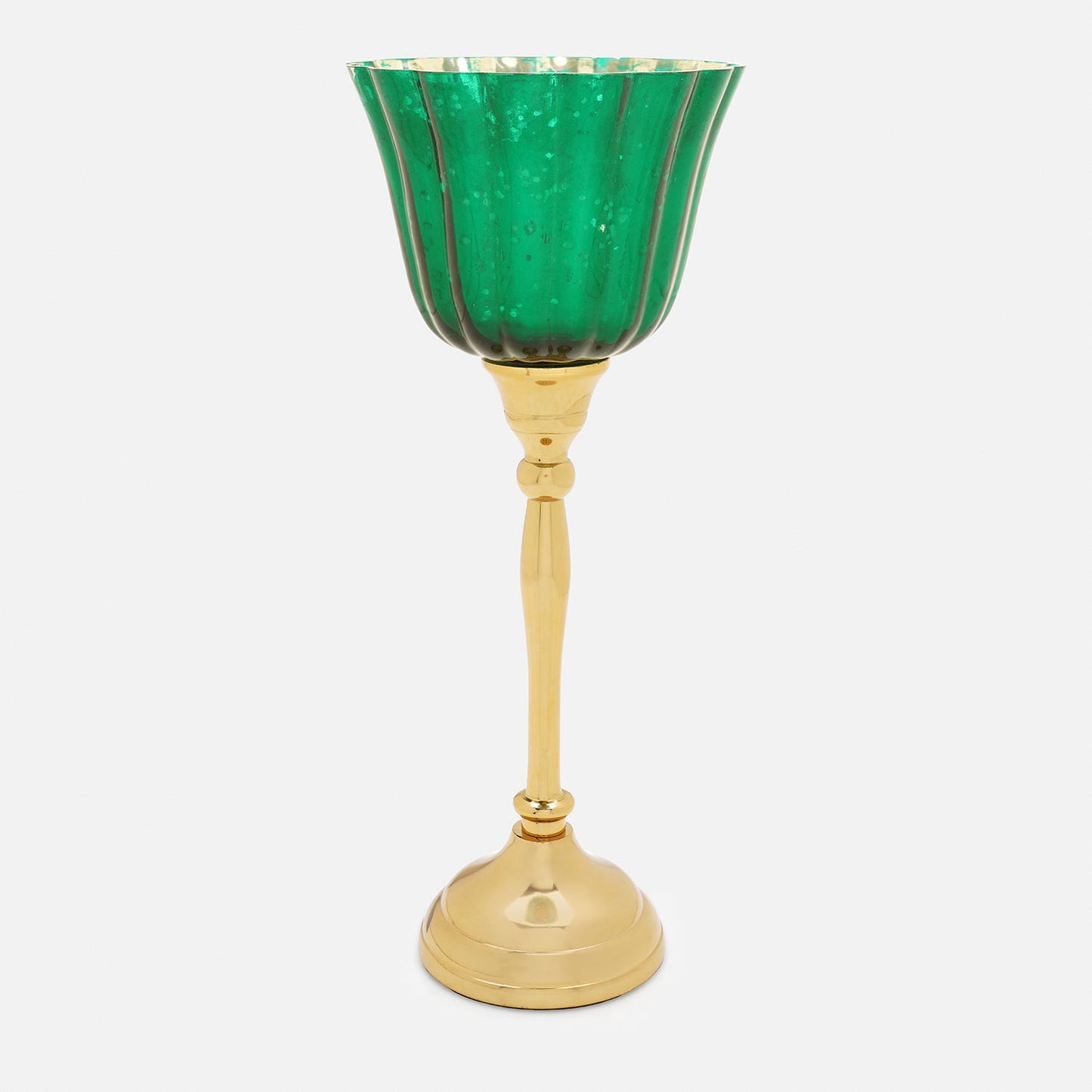 Green and Gold Votive with Metal Stand - Large