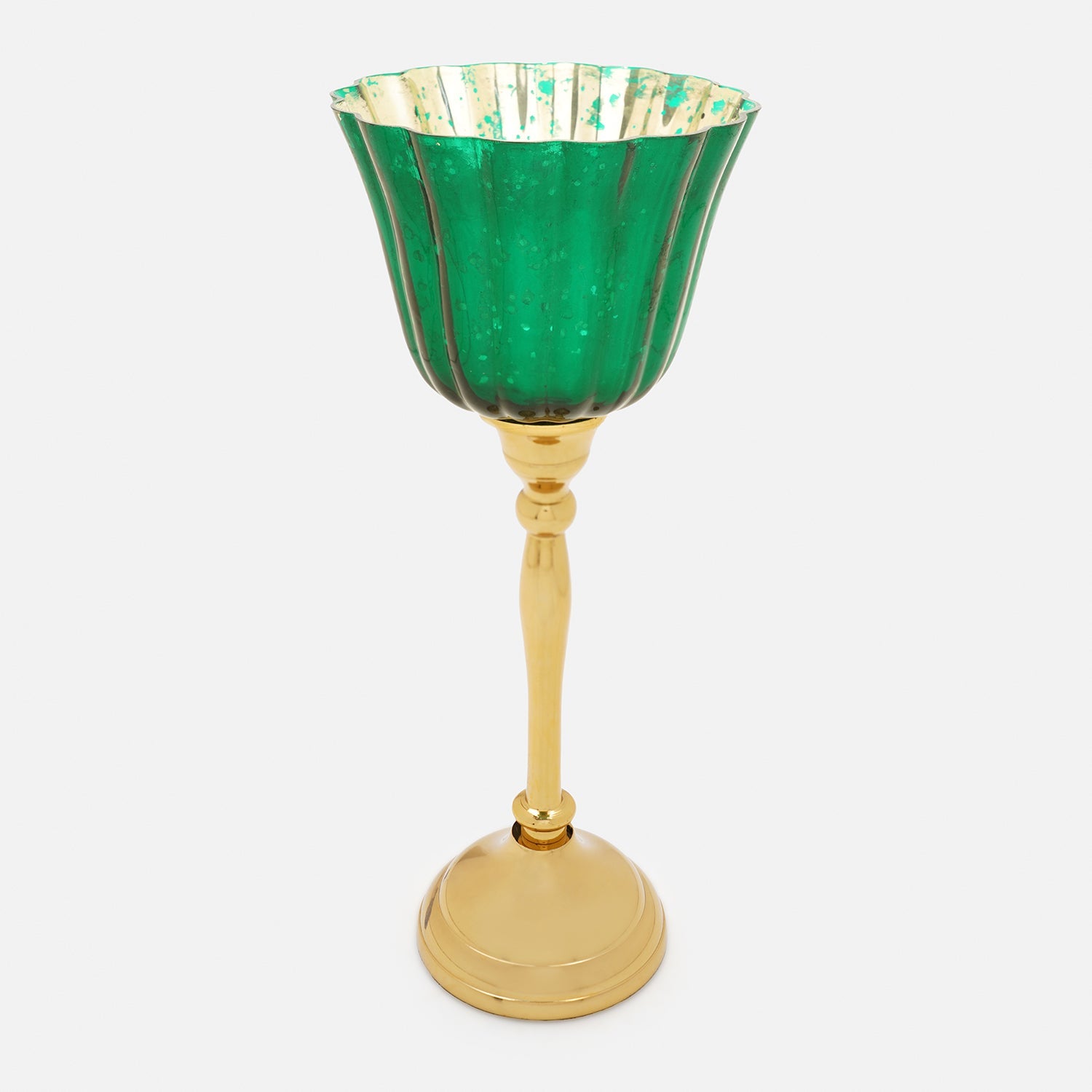 Green and Gold Votive with Metal Stand - Large