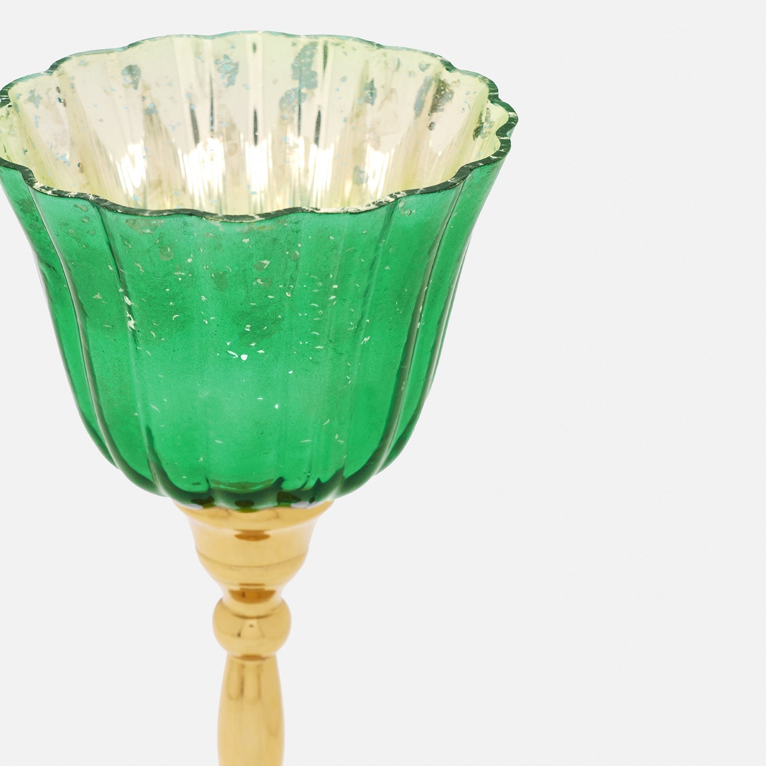 Green and Gold Votive with Metal Stand - Large