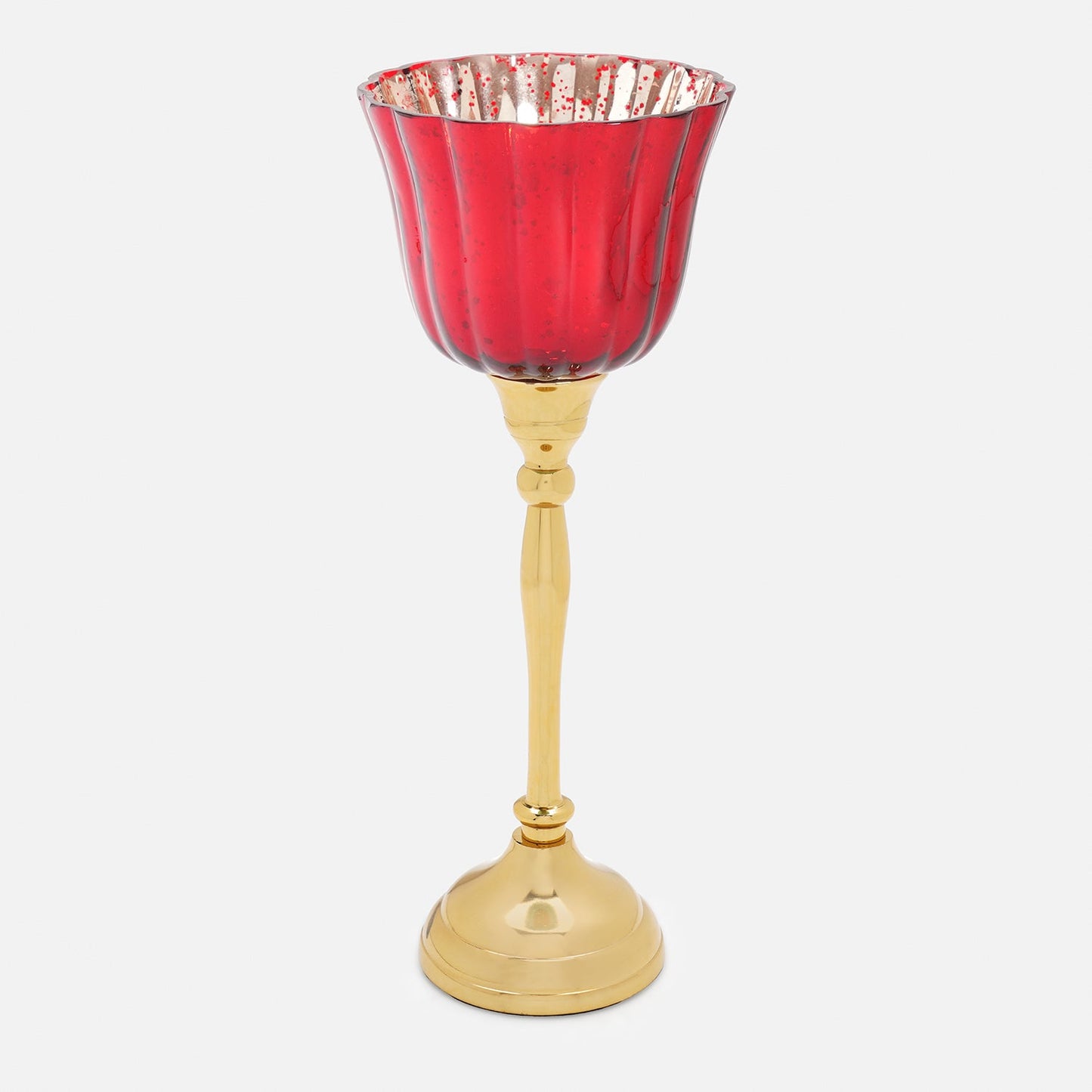 Red and Gold Votive with Metal Stand - Large