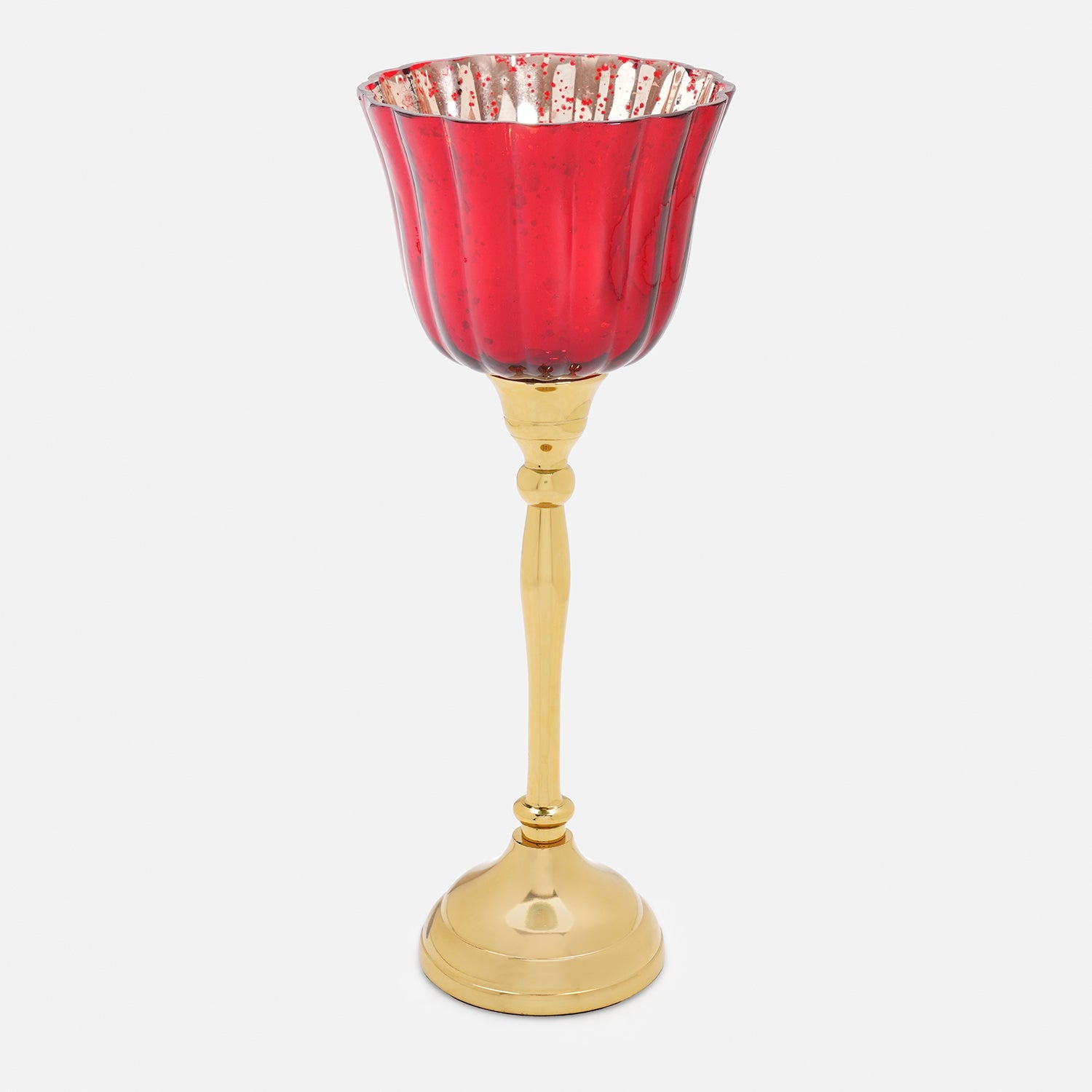 Red and Gold Votive with Metal Stand - Large