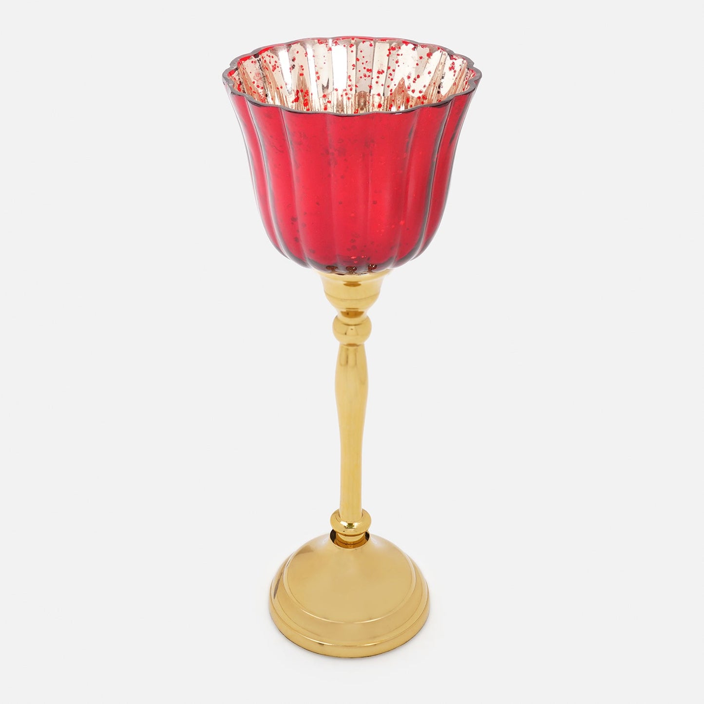 Red and Gold Votive with Metal Stand - Large