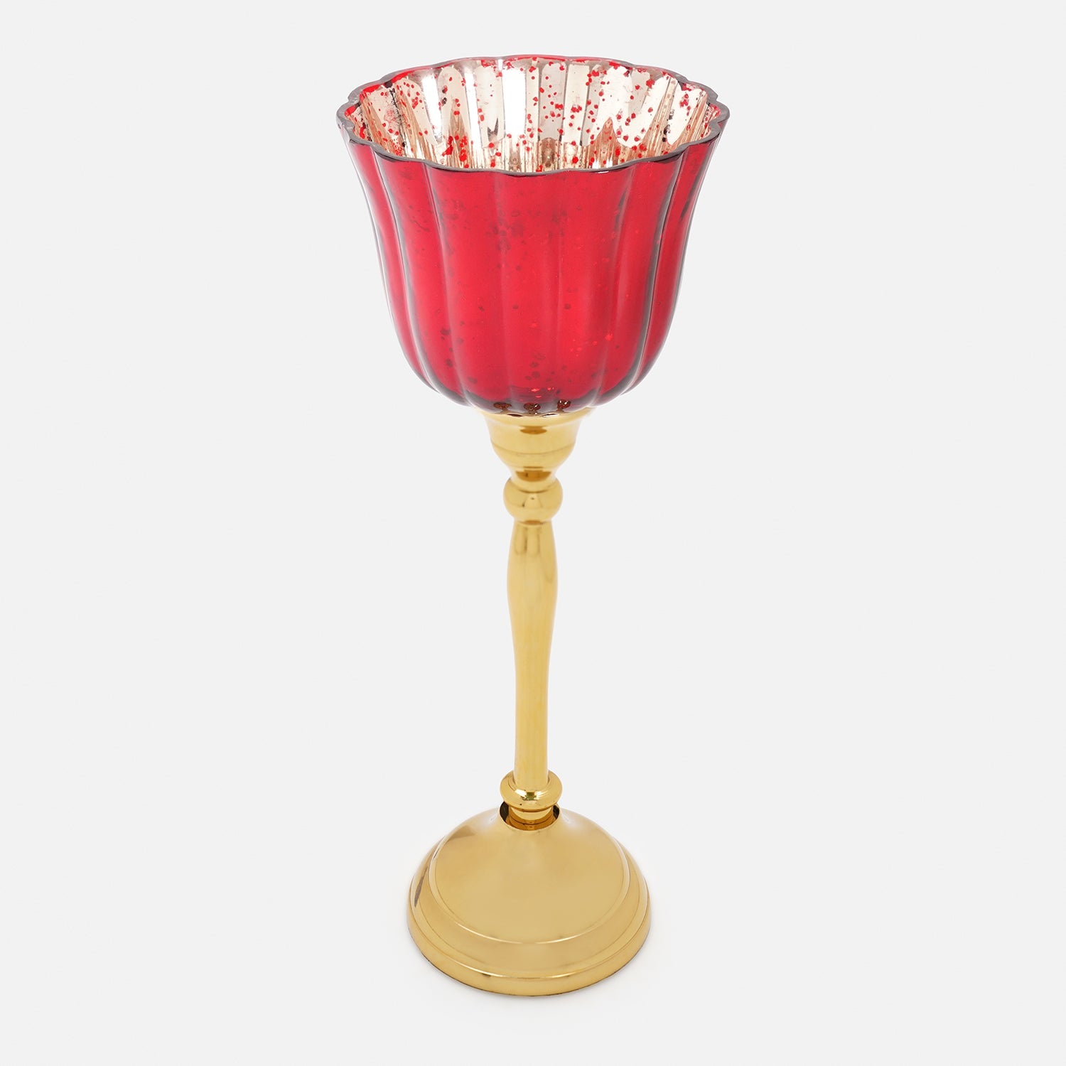 Red and Gold Votive with Metal Stand - Large