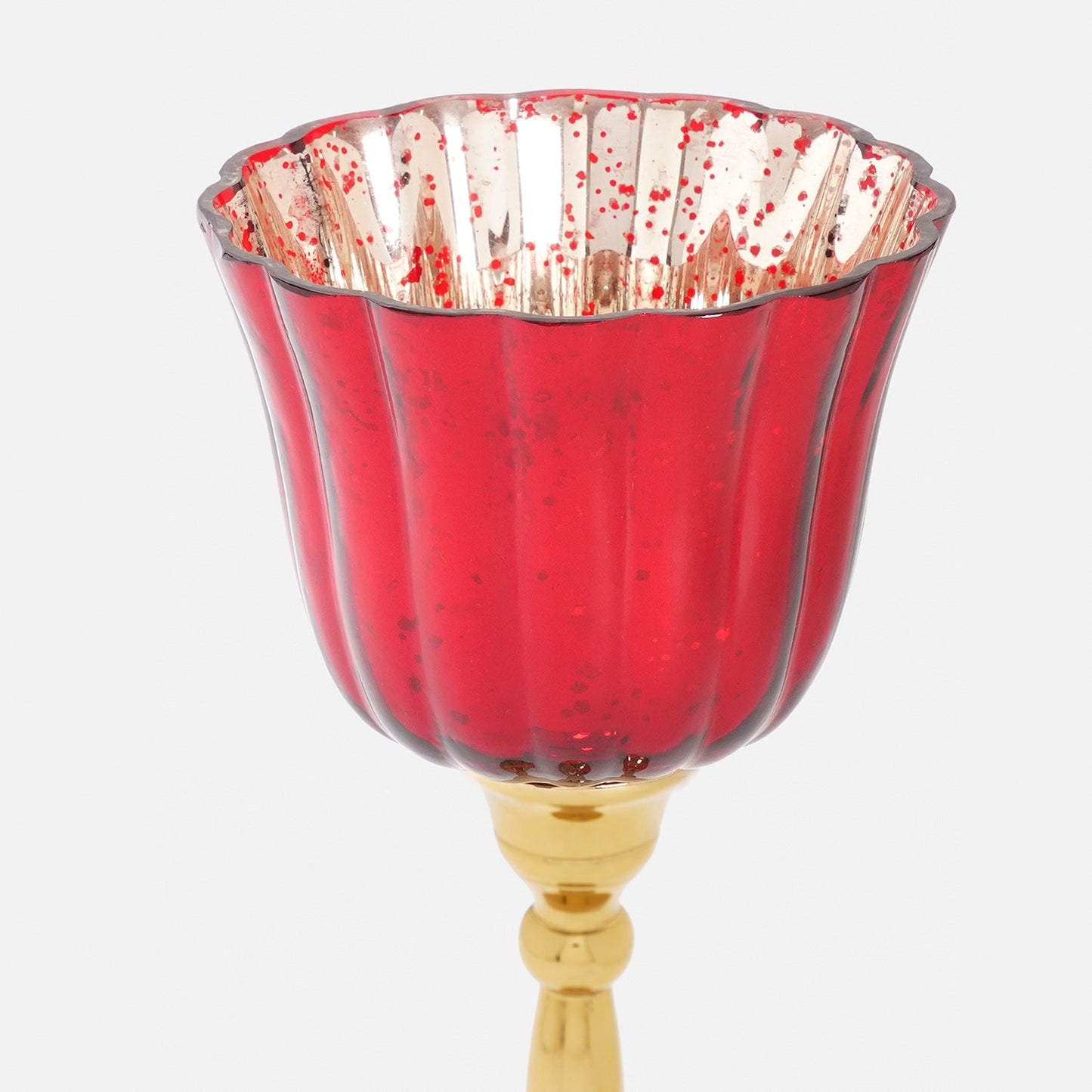 Red and Gold Votive with Metal Stand - Large