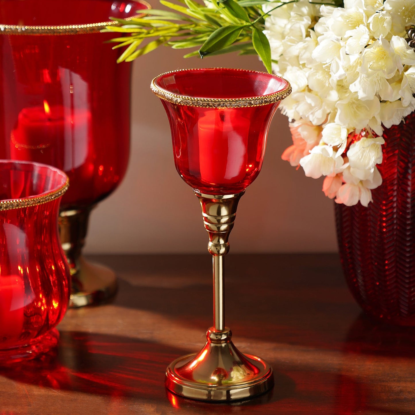 Daria small red votive holder