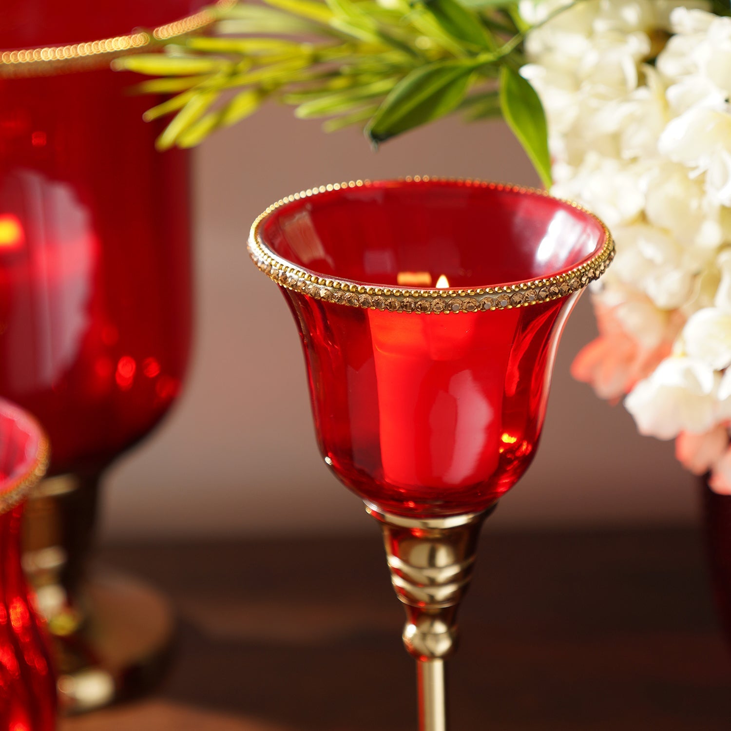 Daria small red votive holder