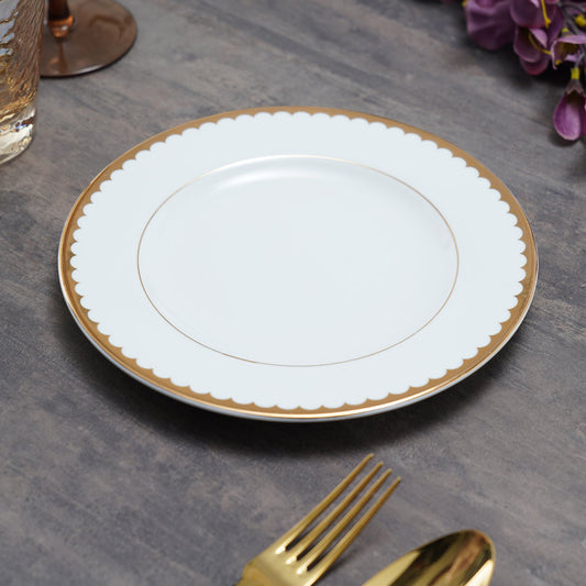 Set of 2 Classic Gold Scallop Design Dessert Plate