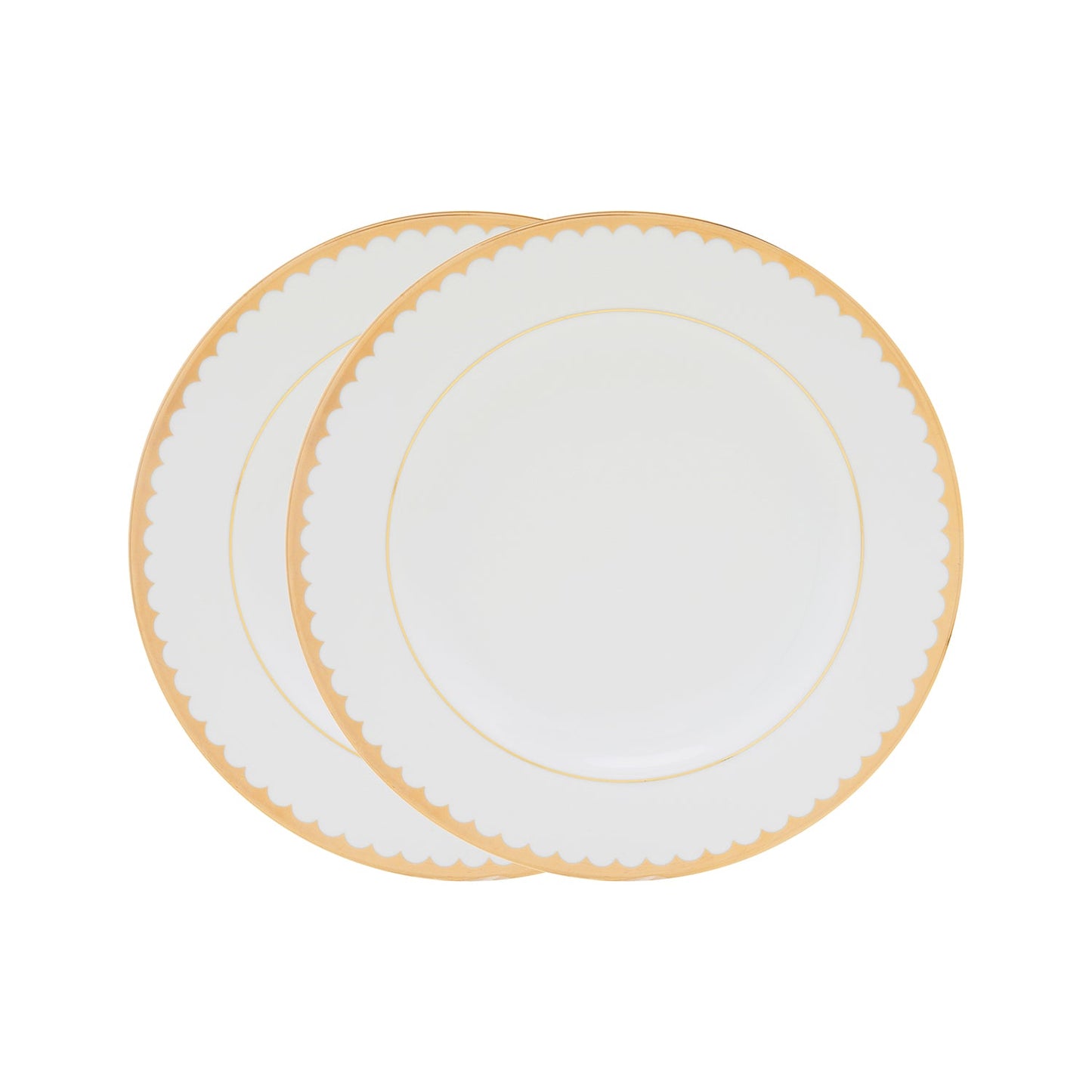 Set of 2 Classic Gold Scallop Design Dessert Plate