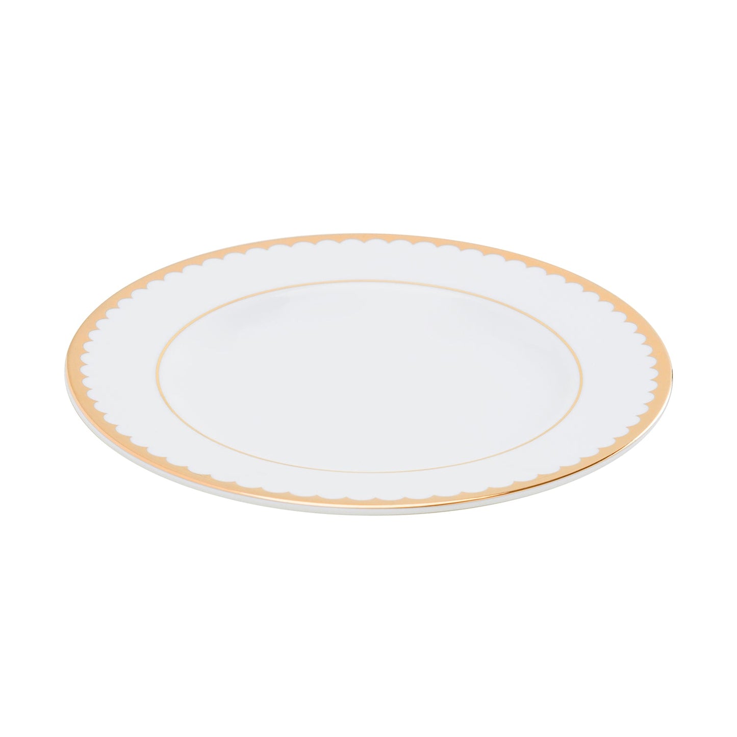 Set of 2 Classic Gold Scallop Design Dessert Plate
