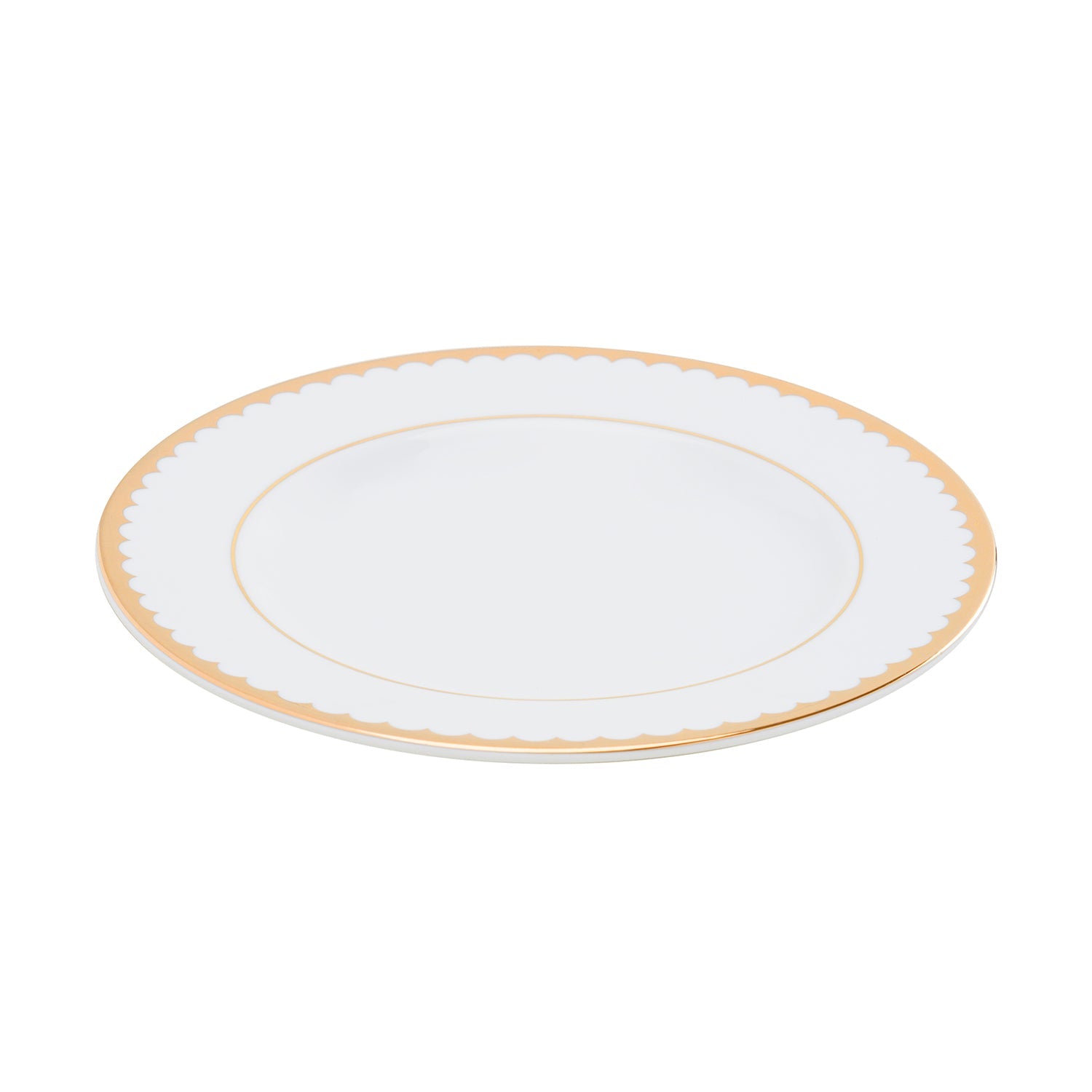Set of 2 Classic Gold Scallop Design Dessert Plate