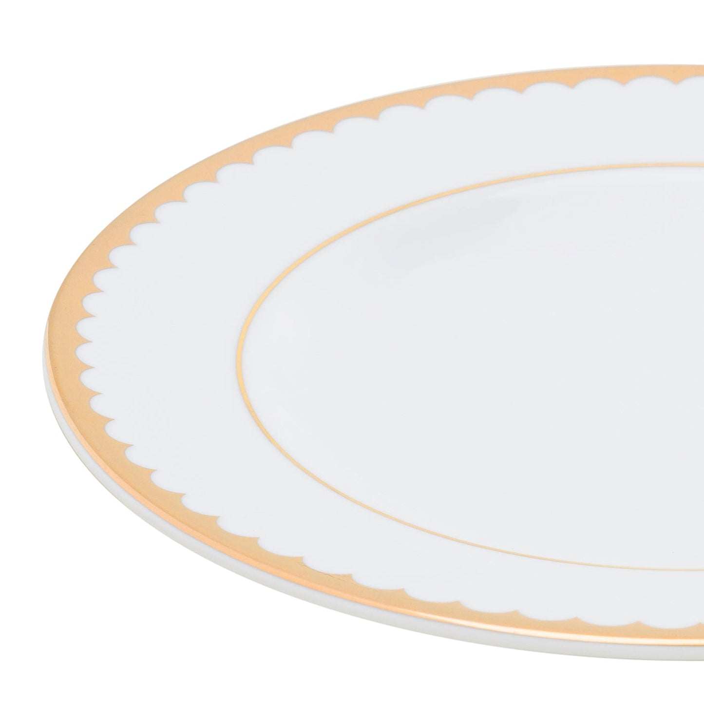 Set of 2 Classic Gold Scallop Design Dessert Plate