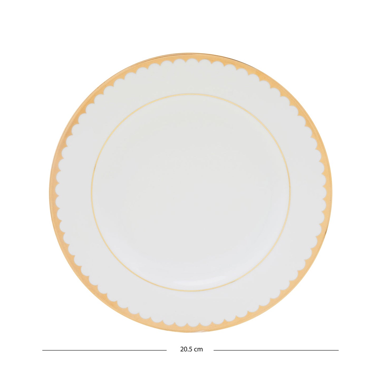 Set of 2 Classic Gold Scallop Design Dessert Plate