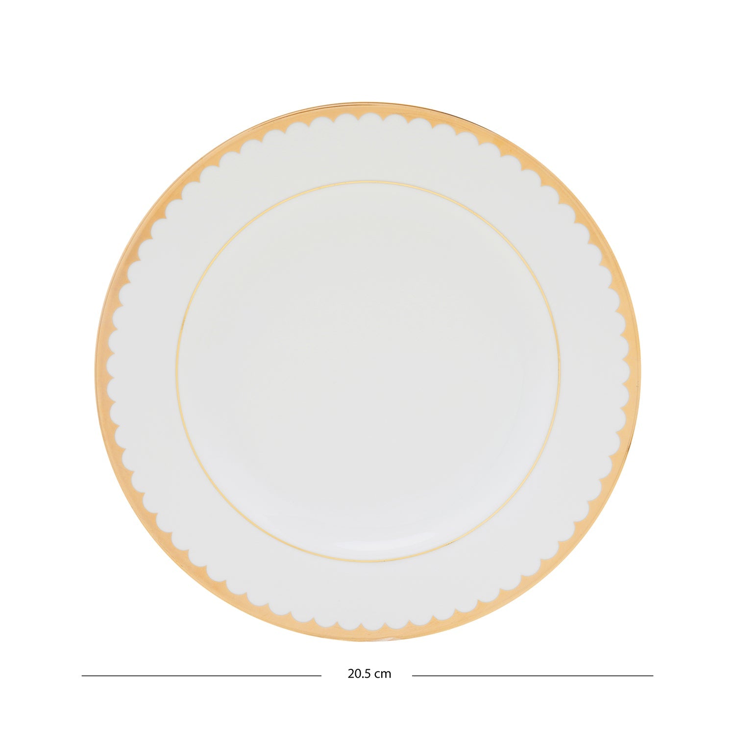 Set of 2 Classic Gold Scallop Design Dessert Plate