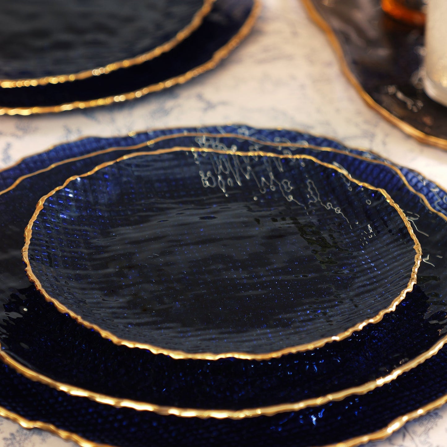 Set of 2 Blue Fizz Textured Dessert Plates