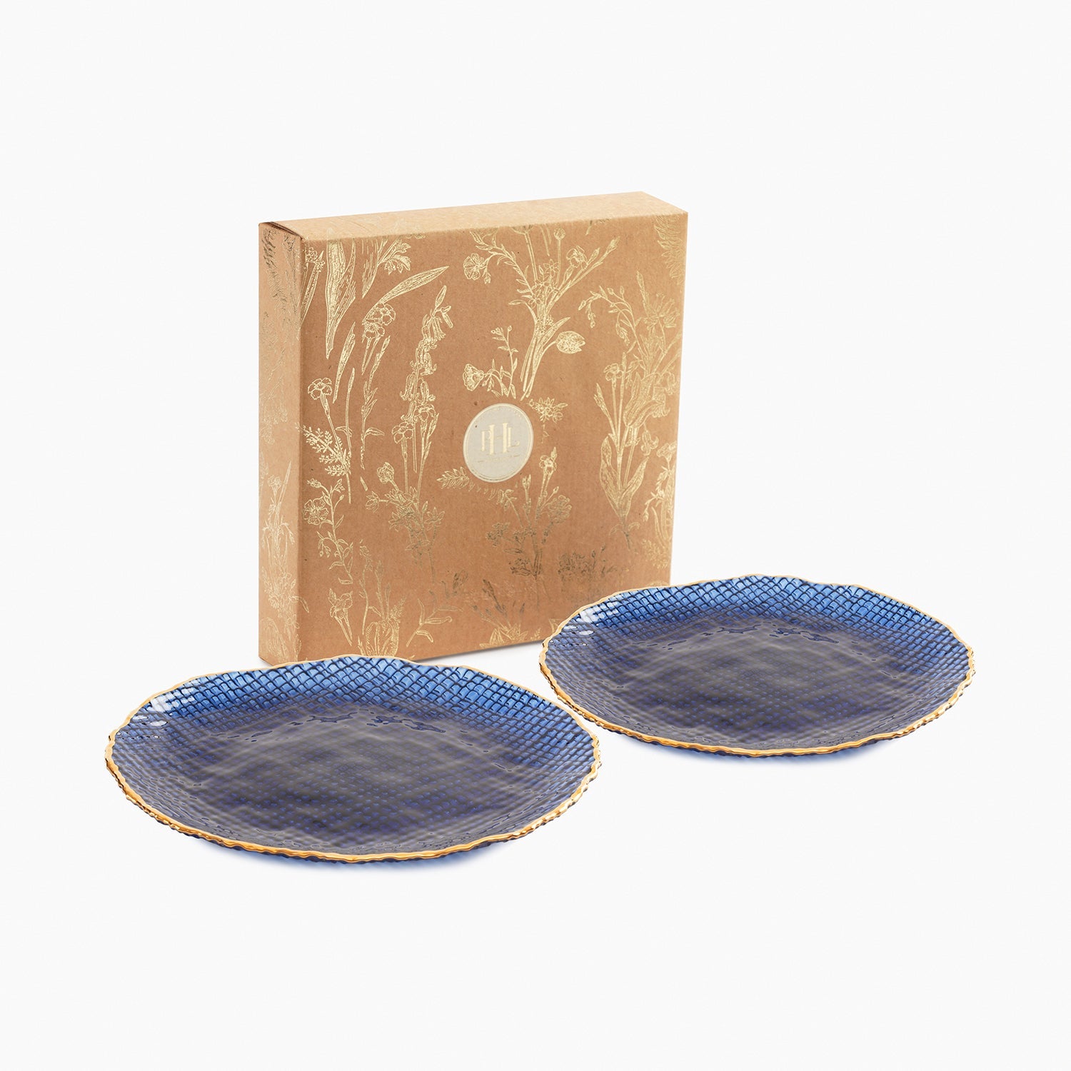 Set of 2 Blue Fizz Textured Dessert Plates