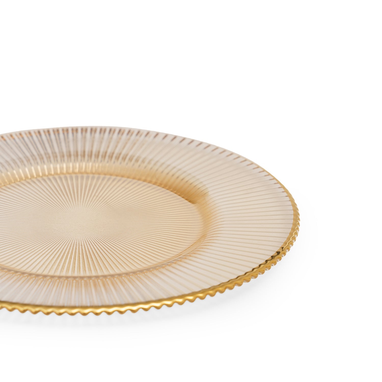 Set Of 2 Gold Radial Glass Charger Plates