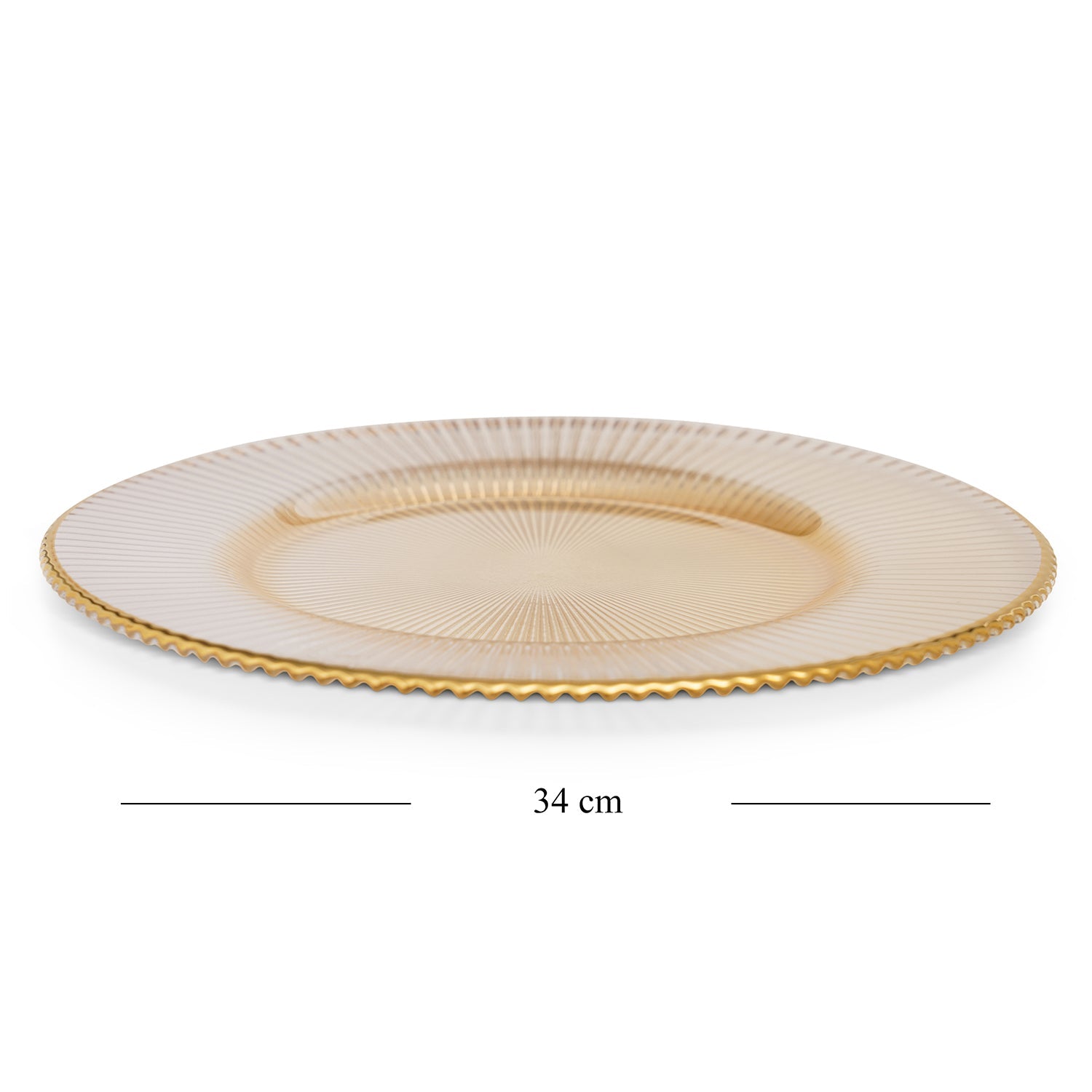 Set Of 2 Gold Radial Glass Charger Plates