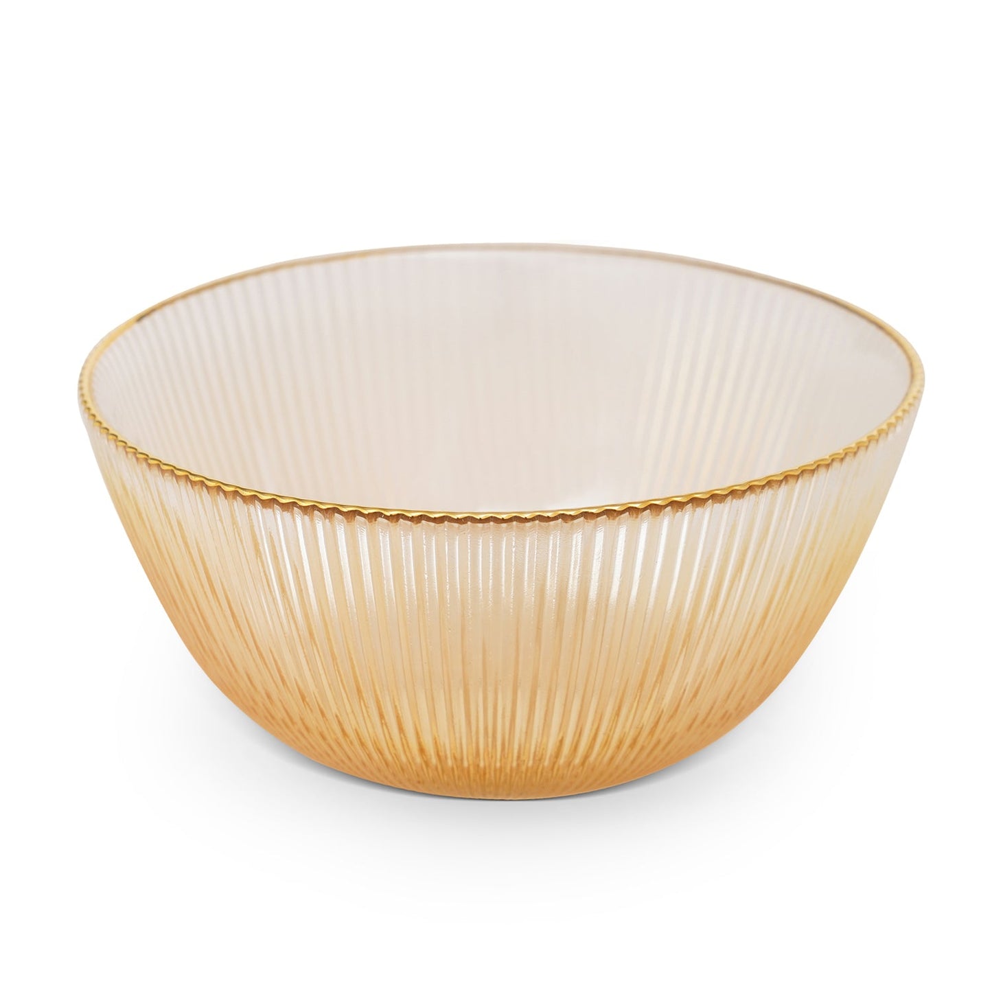 Set Of 2 Gold Radial Glass Serving Bowls