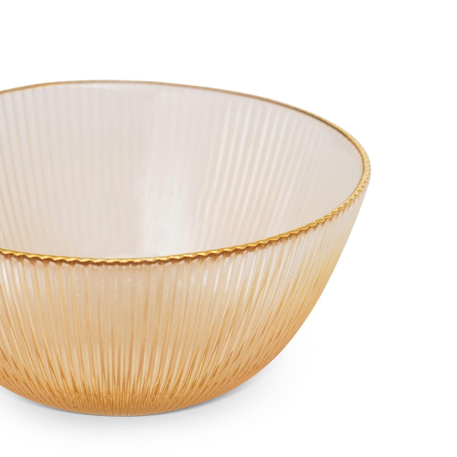 Set Of 2 Gold Radial Glass Serving Bowls