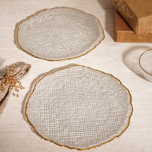 Set of 2 Clear Fizz Textured Dinner Plates