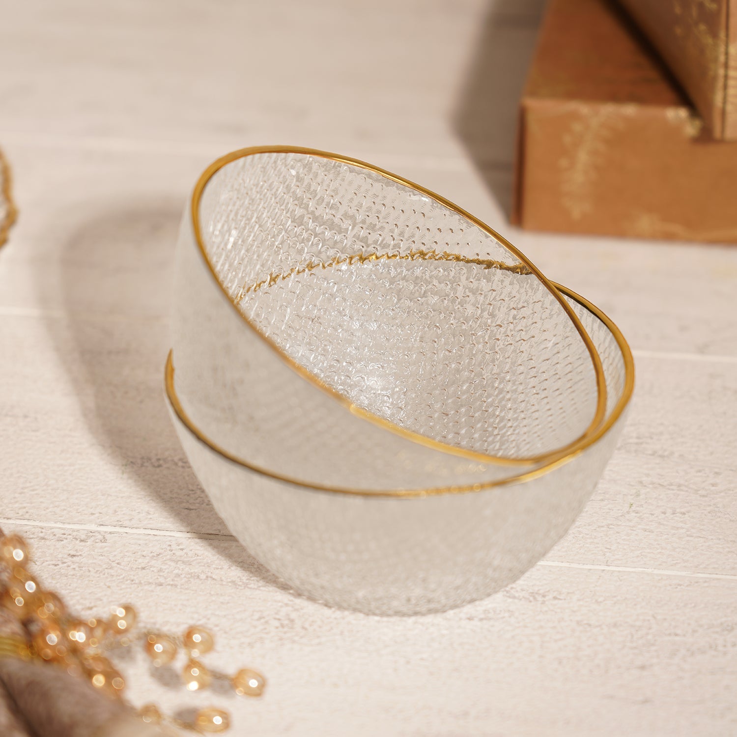 Set Of 2 Clear Fizz Textured Bowls