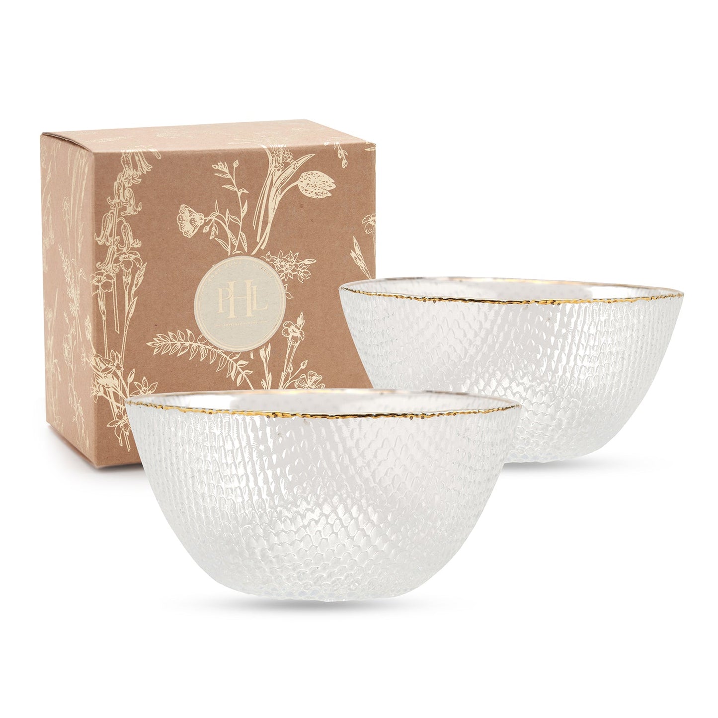 Set Of 2 Clear Fizz Textured Bowls