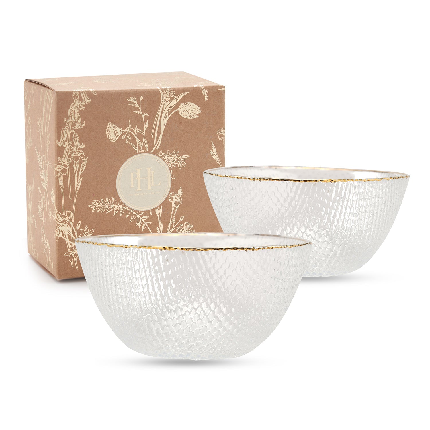 Set Of 2 Clear Fizz Textured Bowls