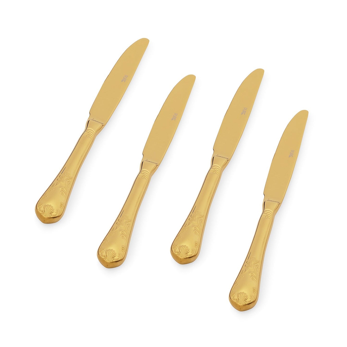 Set Of 4 Gold Stainless Steel Dinner Knives