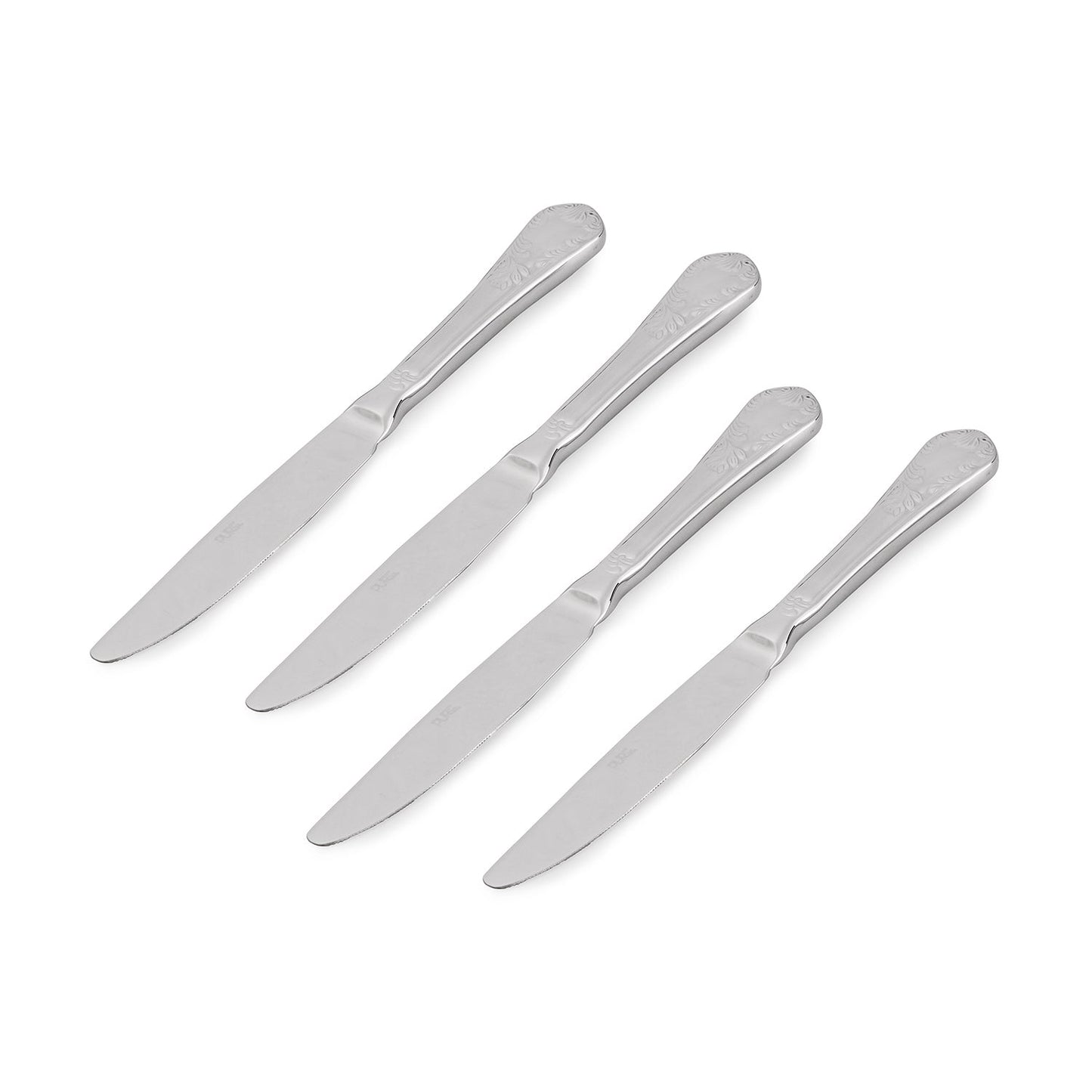 Set Of 4 Silver Stainless Steel Dinner Knives