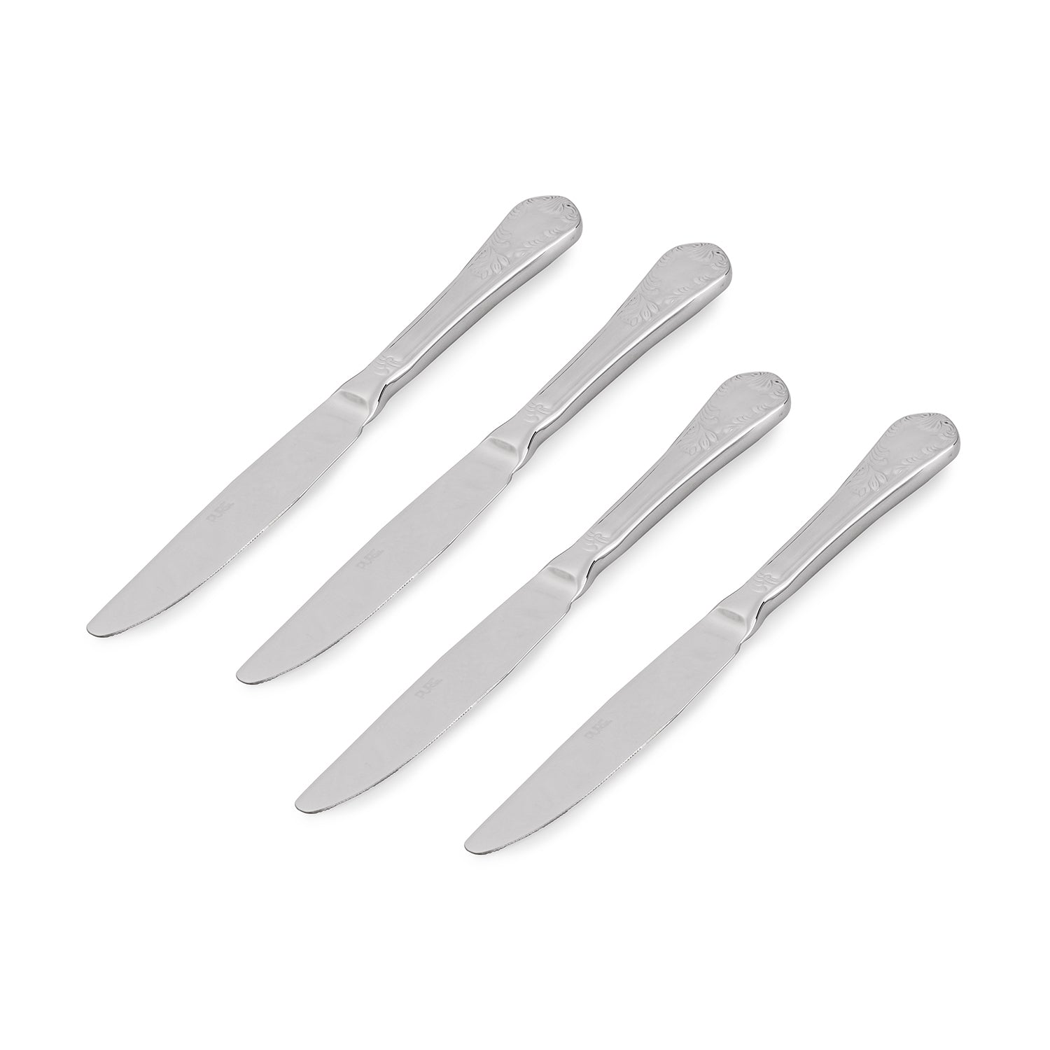 Set Of 4 Silver Stainless Steel Dinner Knives