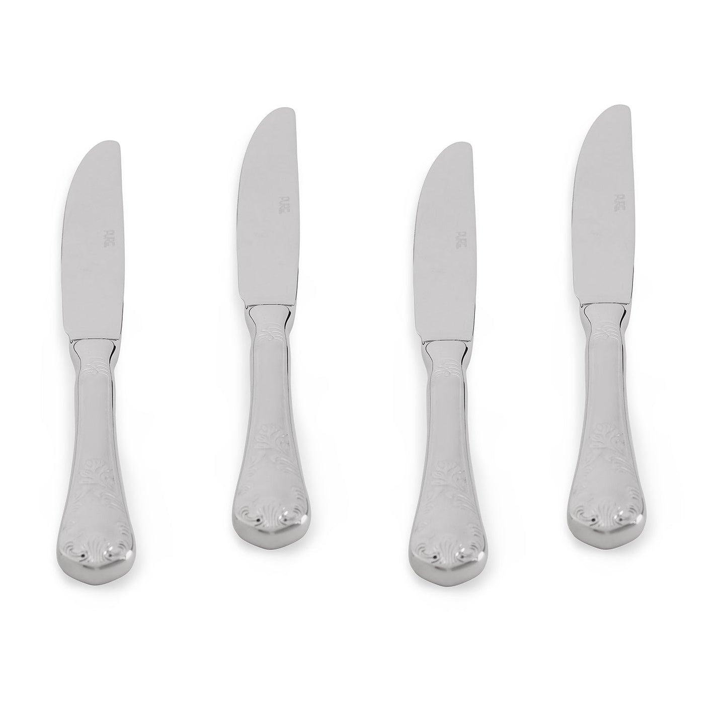 Set Of 4 Silver Stainless Steel Dinner Knives