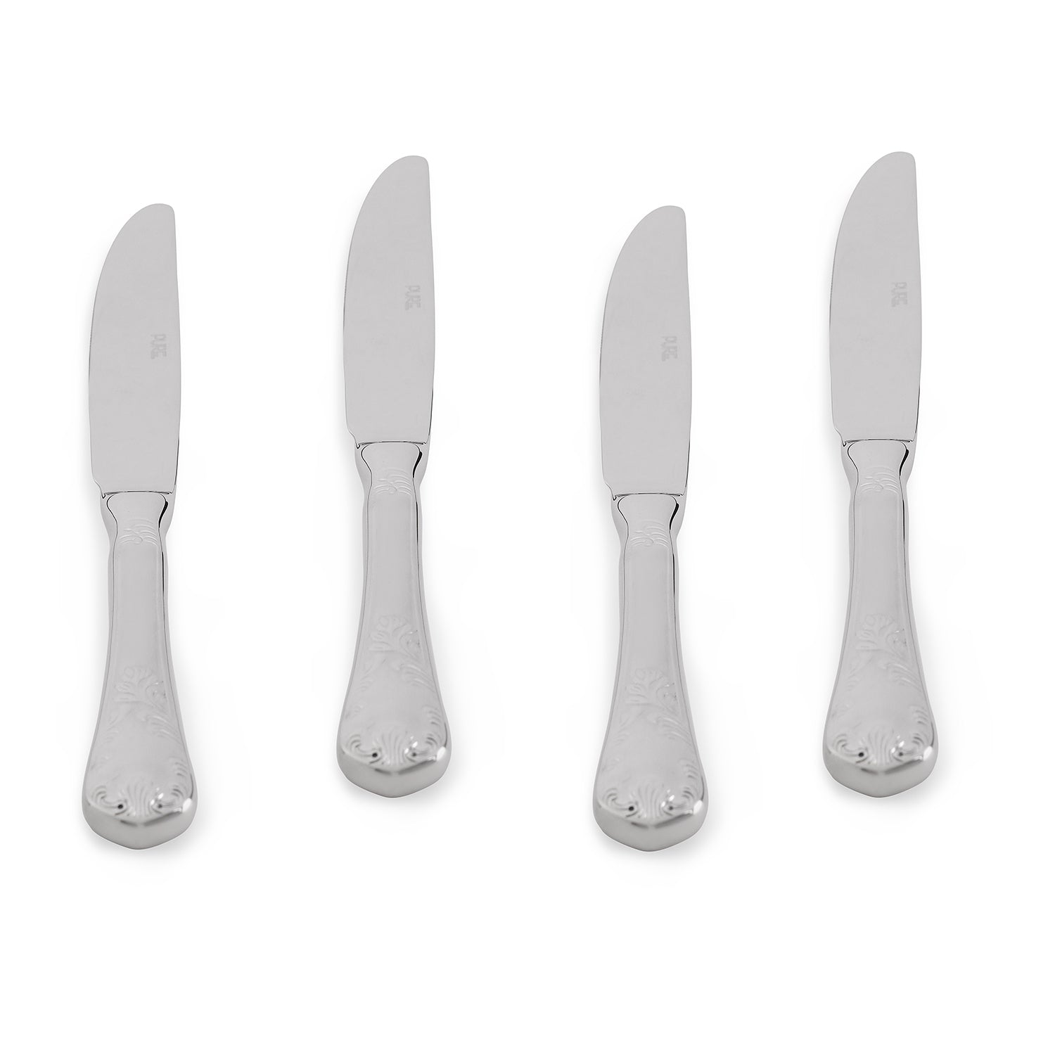 Set Of 4 Silver Stainless Steel Dinner Knives