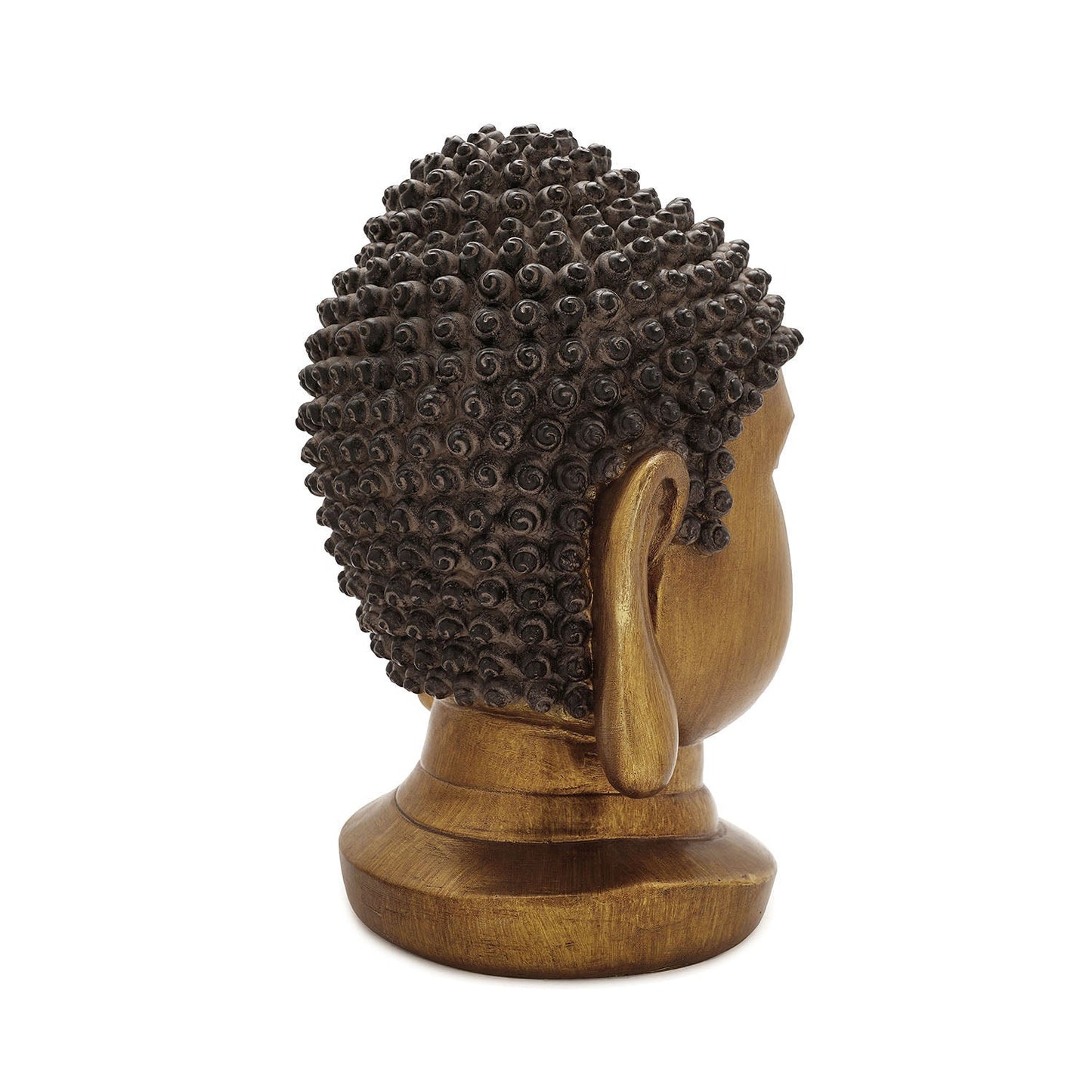 Antique Gold Polyresin Buddha Head with Round Base - Medium