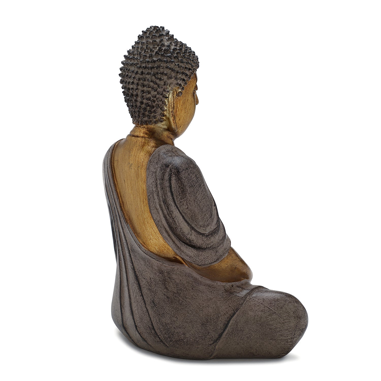 Antique Gold Polyresin Meditating Buddha Sculpture