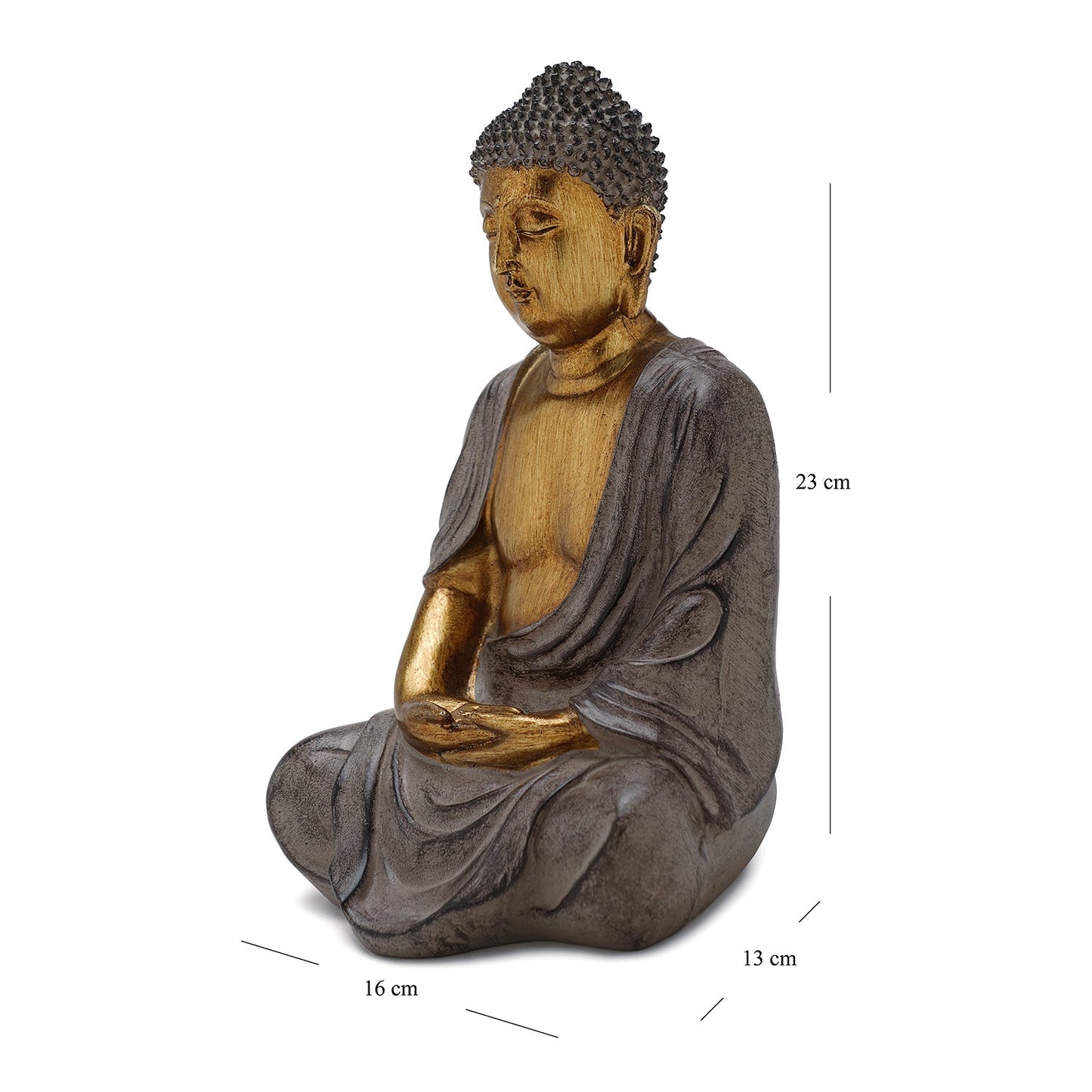 Antique Gold Polyresin Meditating Buddha Sculpture