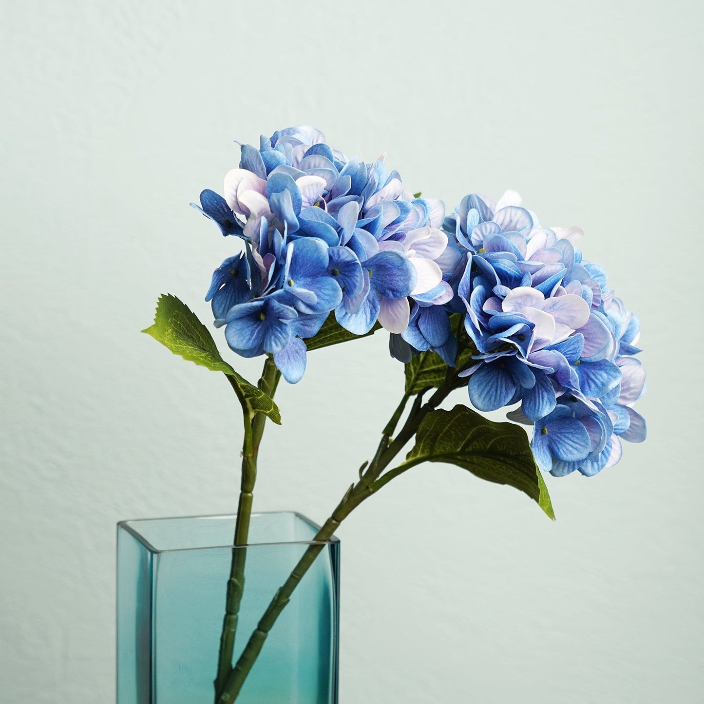 Dark Blue Faux Hydrangea Spray Single
