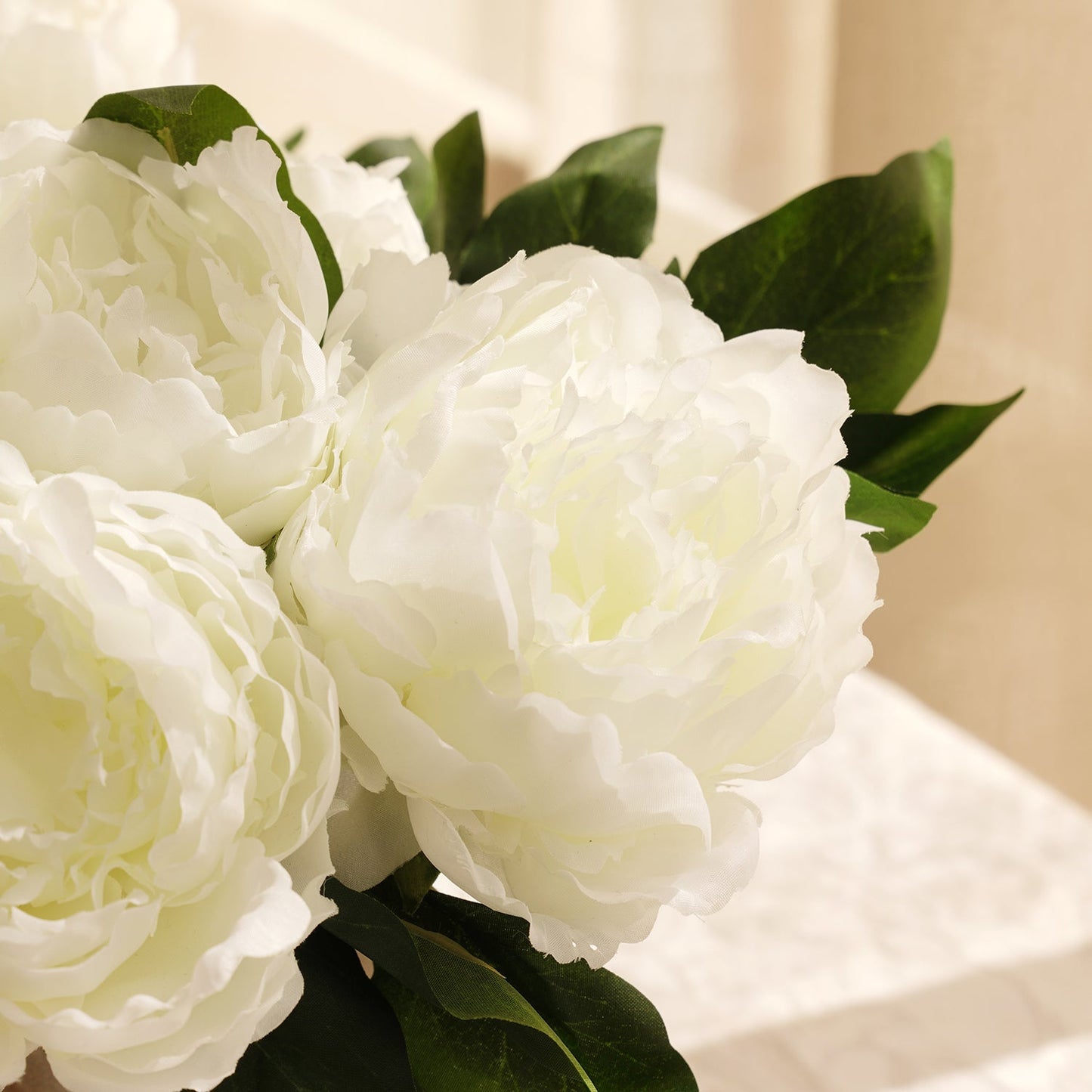 White Faux Peony Spray Single