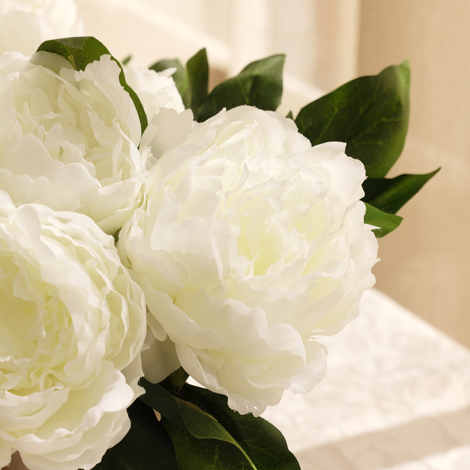 White Faux Peony Spray Single