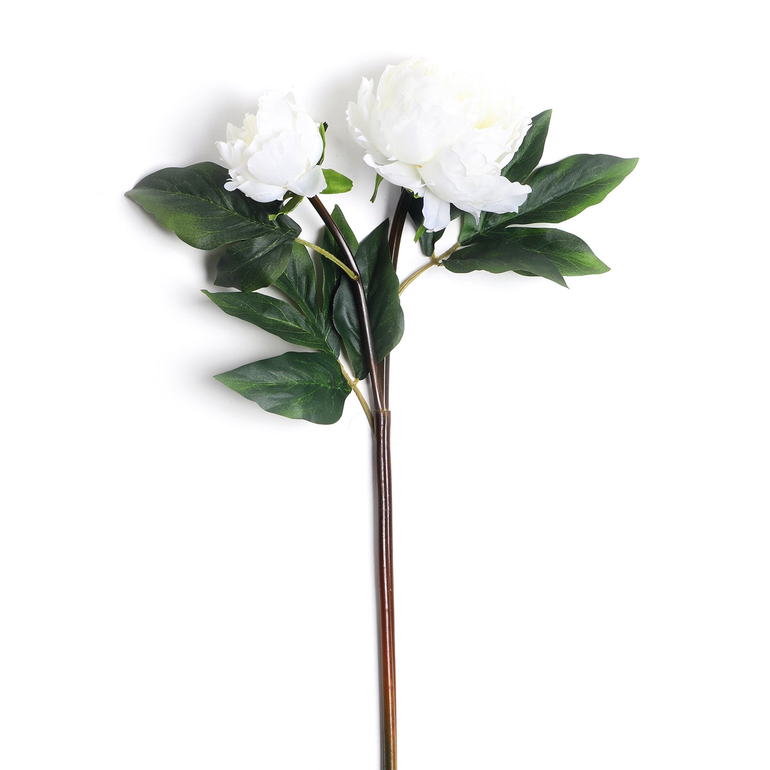 White Faux Peony Spray Single