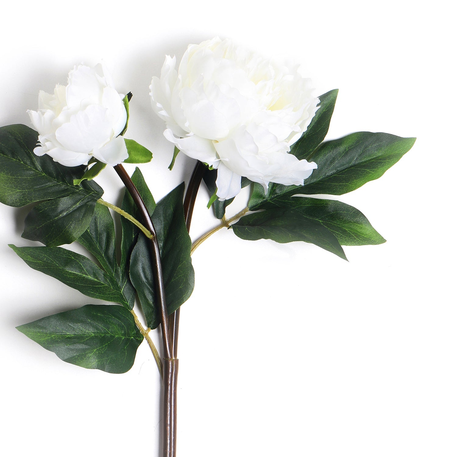 White Faux Peony Spray Single