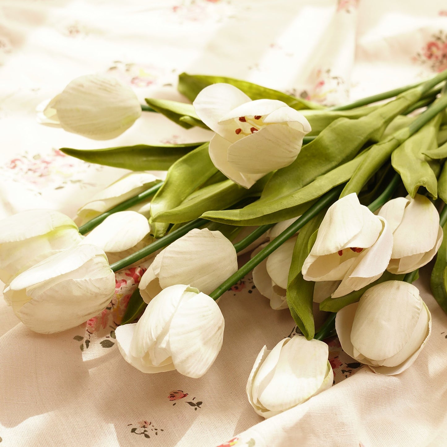 White Faux Tulip Spray Single