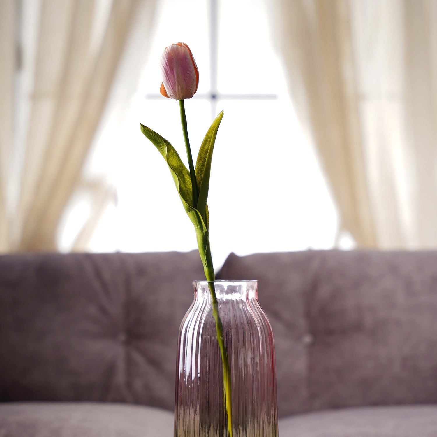Pink Faux Tulip Spray Single