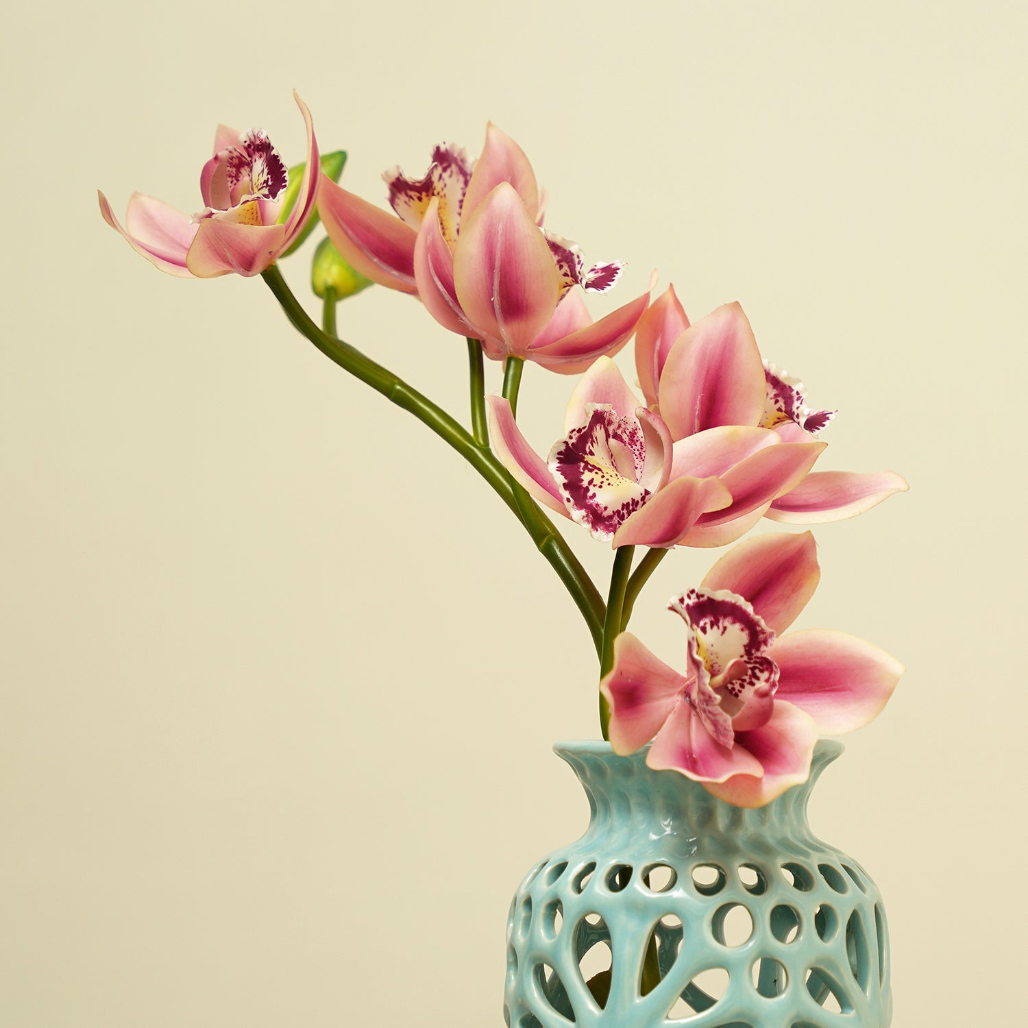 Pink Faux Boat Orchid Spray Single
