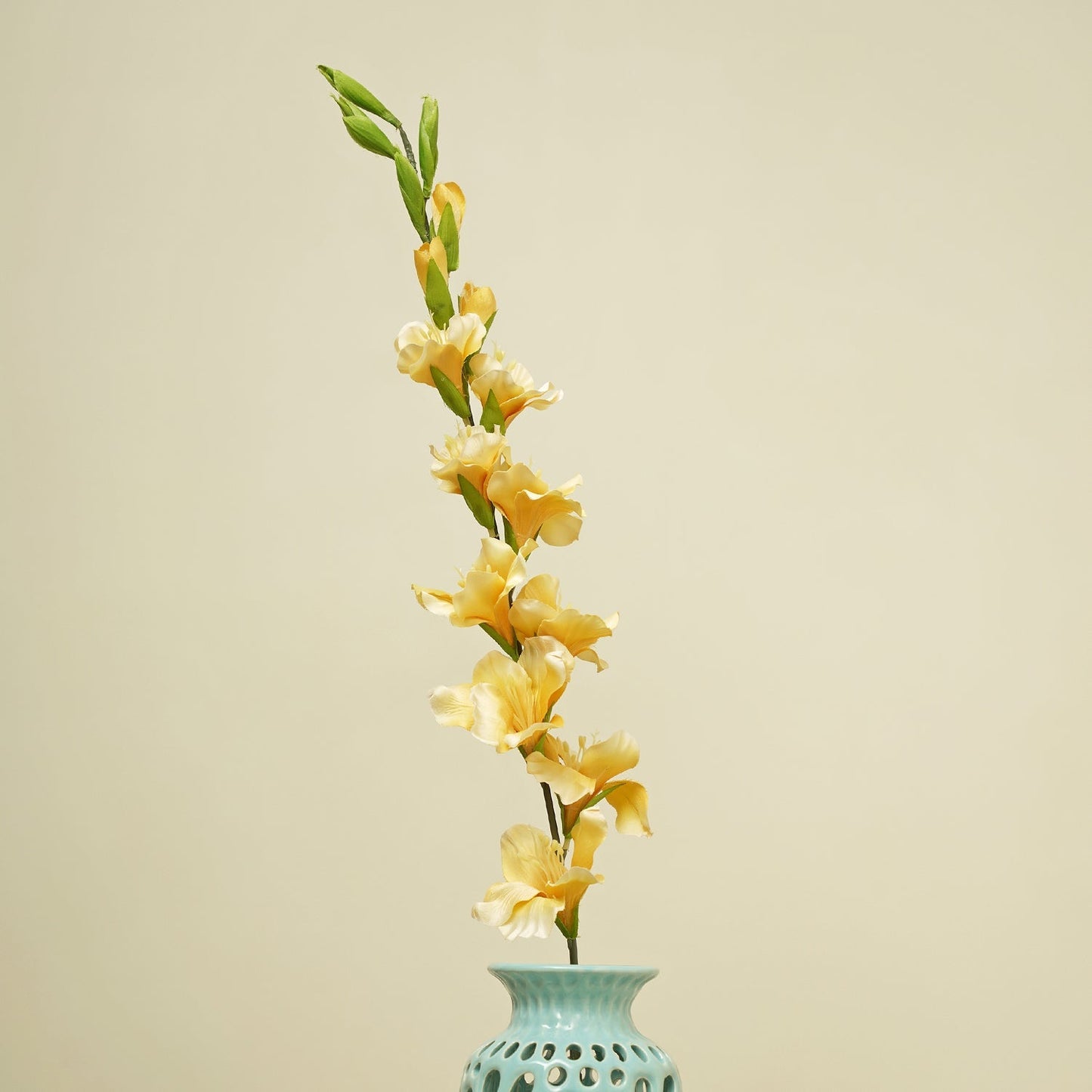 Yellow Gladiolus Faux Flower Stem Single