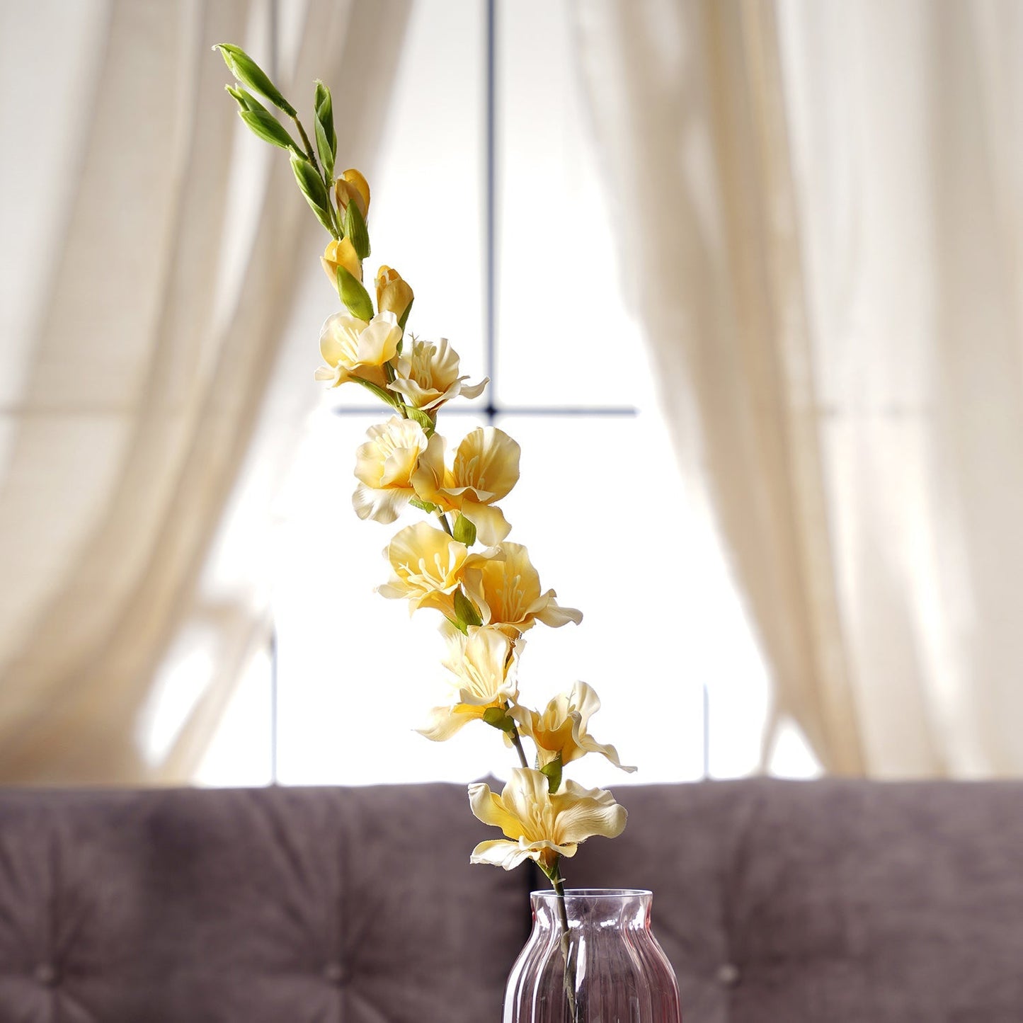 Yellow Gladiolus Faux Flower Stem Single
