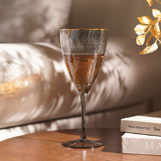 Set Of 4 - Grey Hammered Wine Glasses