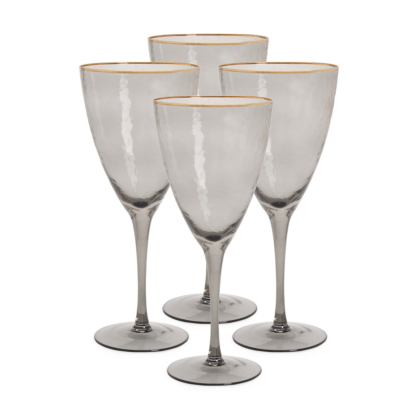 Set Of 4 - Grey Hammered Wine Glasses
