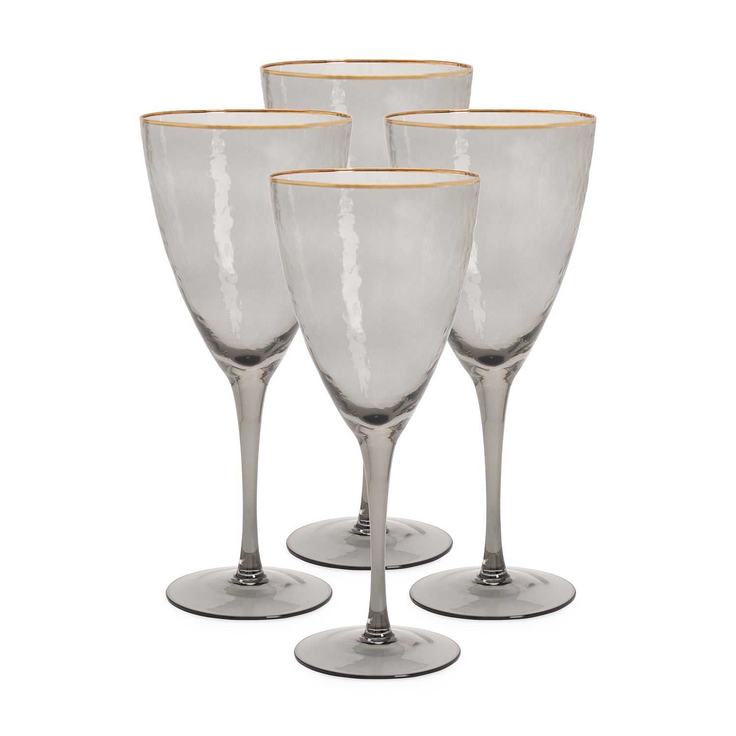 Set Of 4 - Grey Hammered Wine Glasses