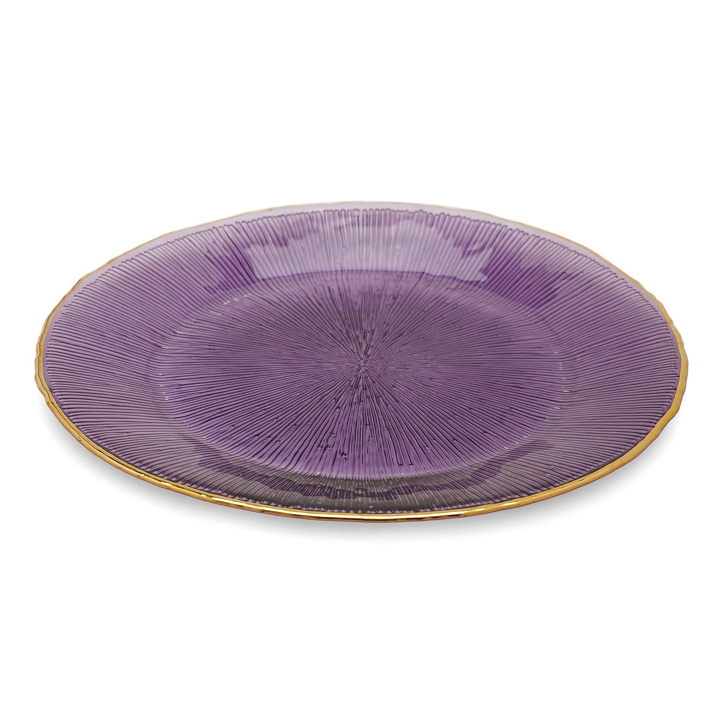 Set Of 2 Purple Radial Glass Charger Plates